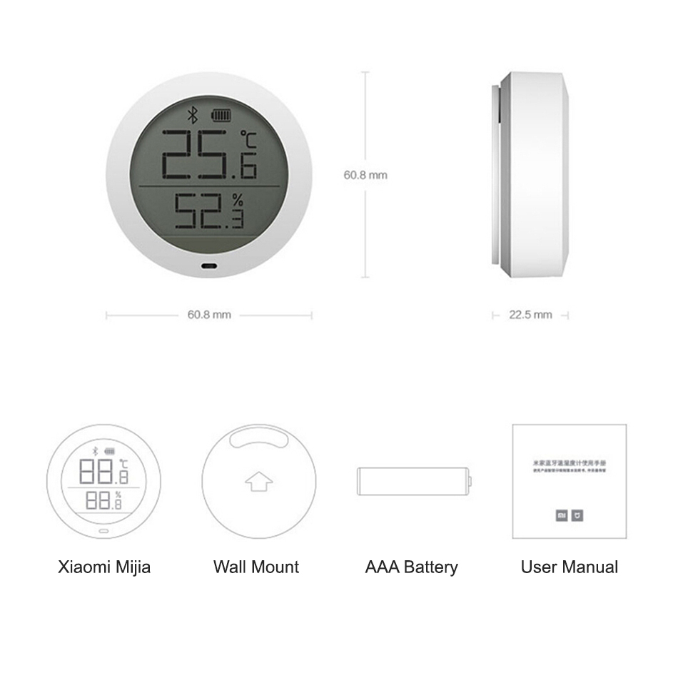 xiaomi mijia temperature and humidity monitoring electronic watch